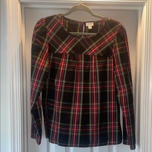 J. Crew Multicolor Plaid Blouse